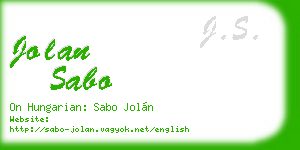 jolan sabo business card